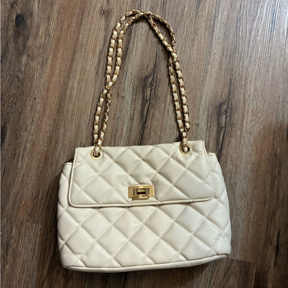 Forever 21 Cream Quilted Shoulder Bag